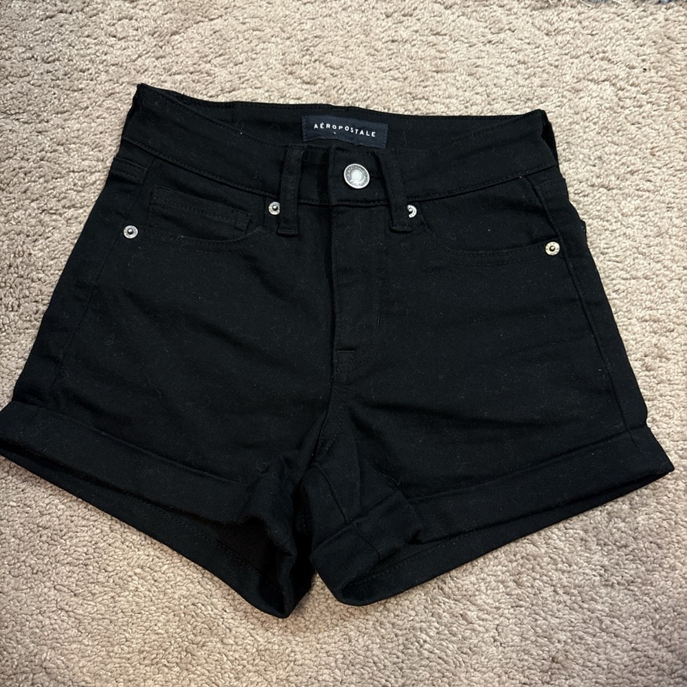 Aeropostale Black High-Waist Cuffed Women's Shorts